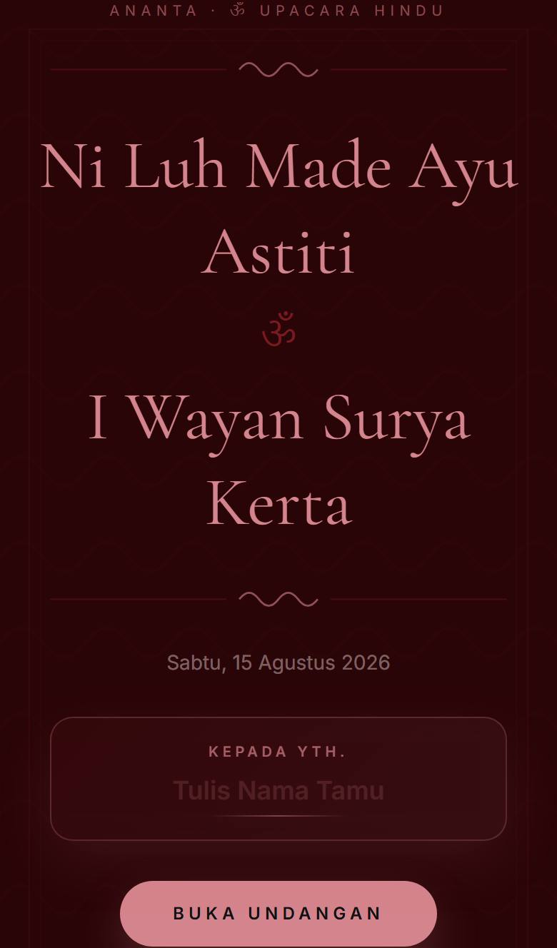 Pratinjau template undangan Hindu Ananta