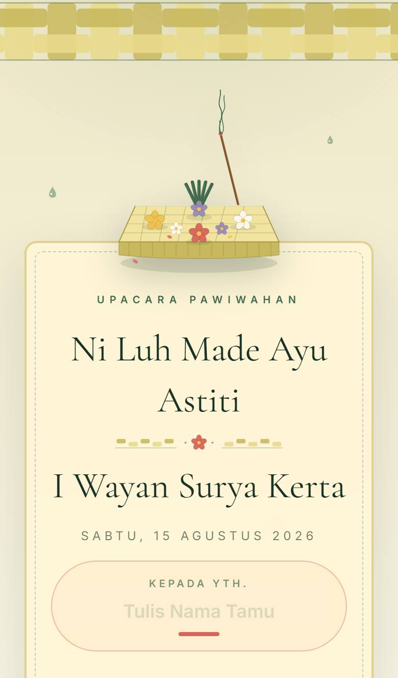 Pratinjau template undangan Hindu Canang