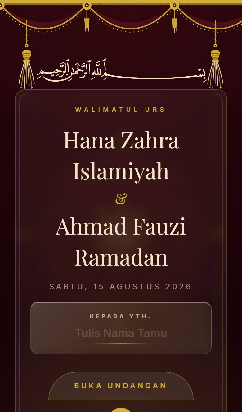 Pratinjau template undangan Islami Burgundy