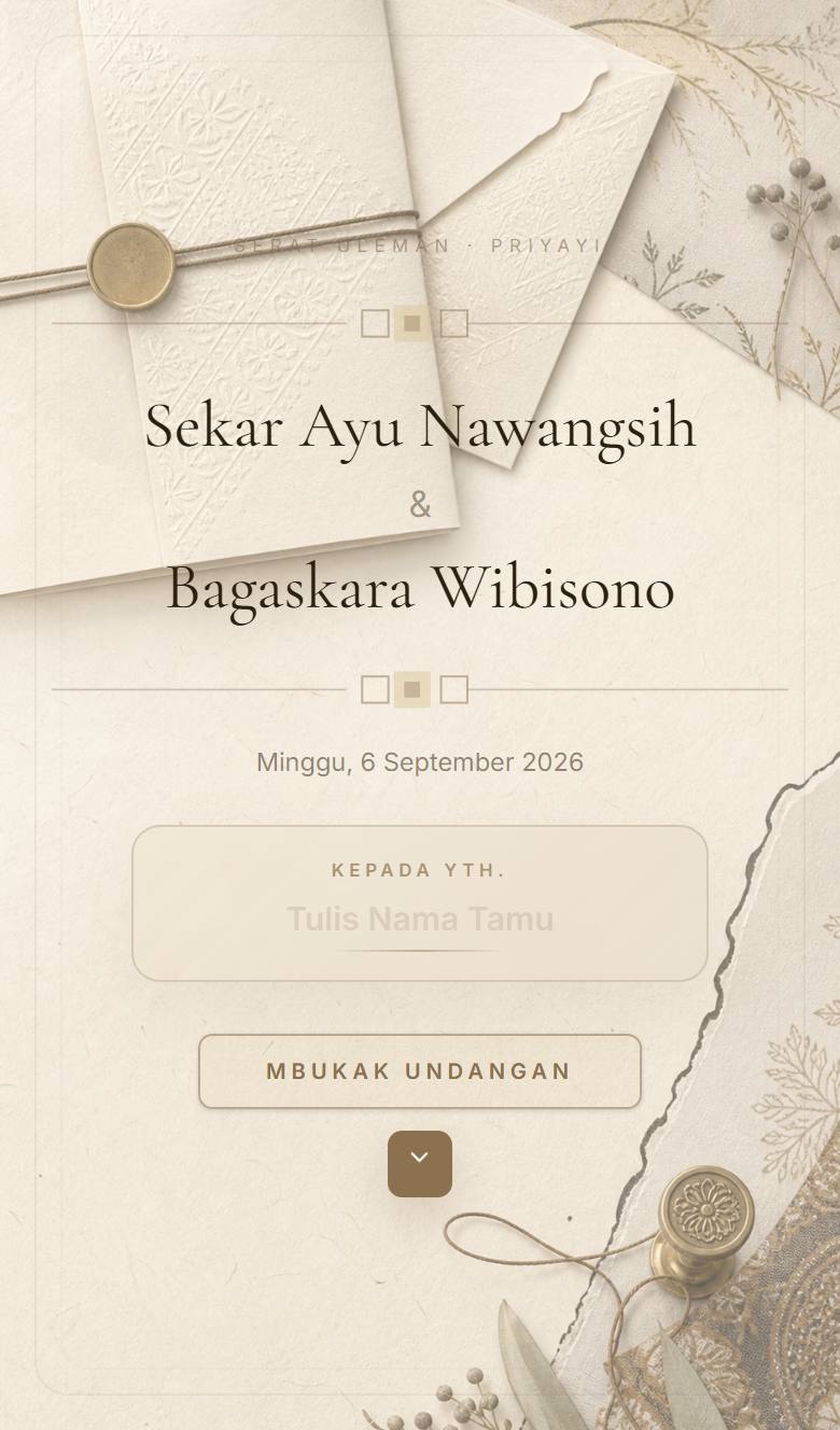 Pratinjau template undangan Jawa Priyayi