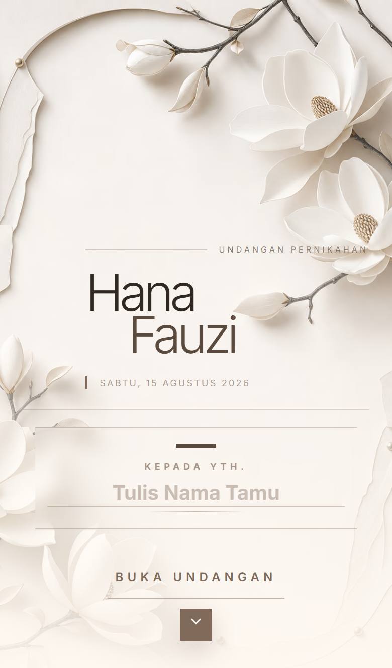 Pratinjau template undangan Magnolia White