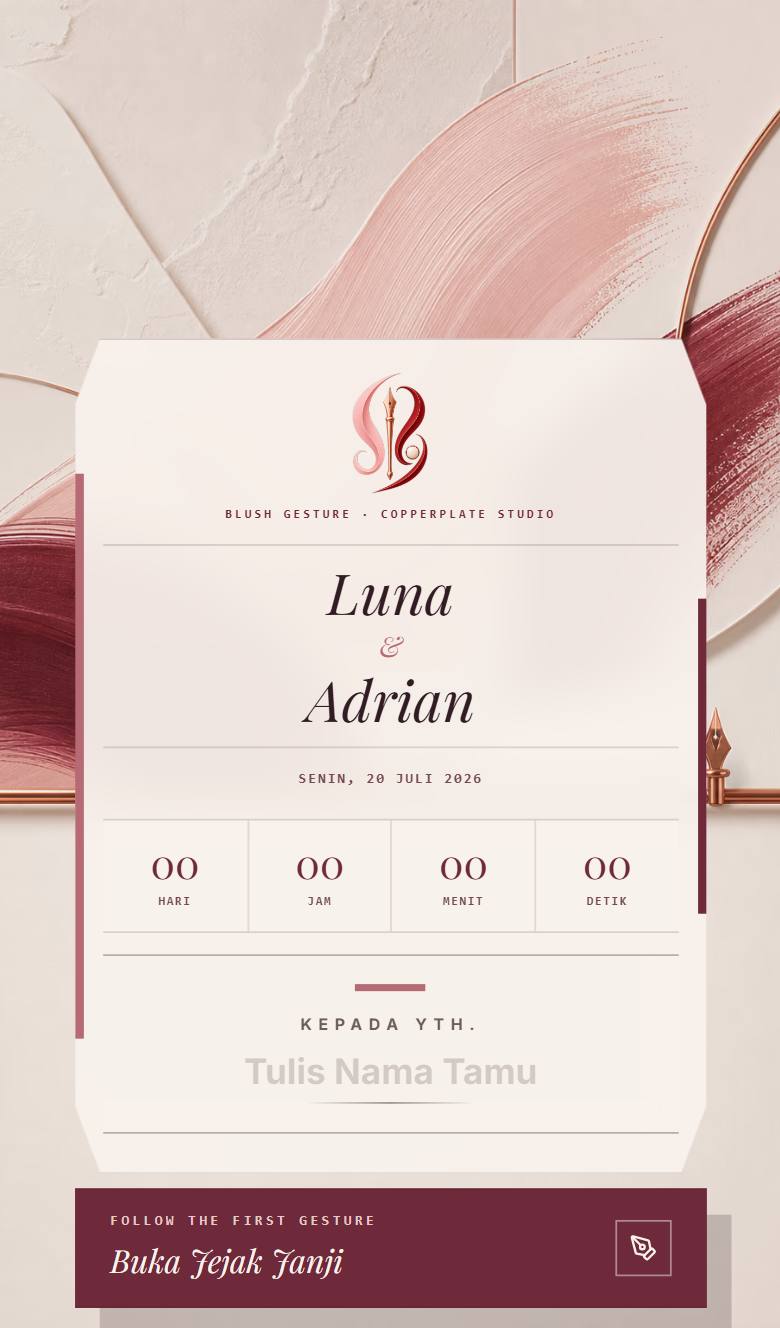 Pratinjau template undangan Romantic Blush Script