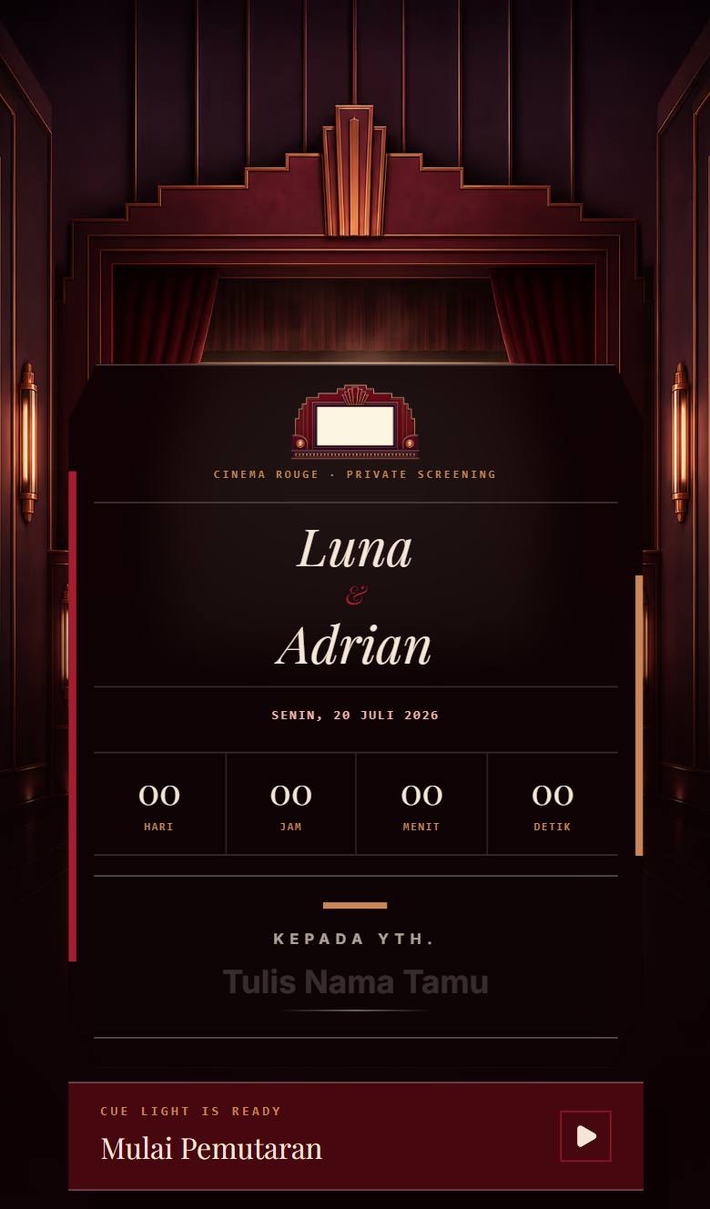 Pratinjau template undangan Romantic Cinema