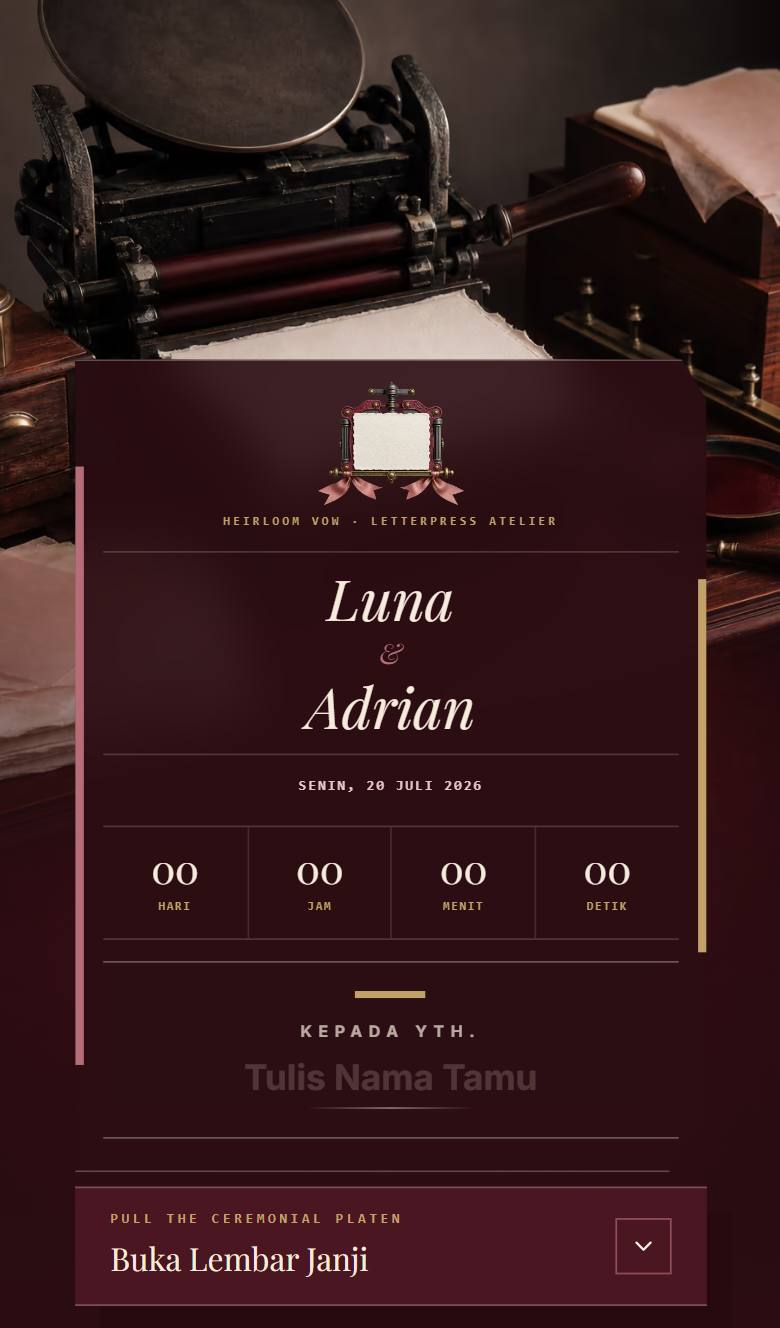 Pratinjau template undangan Romantic Letterpress