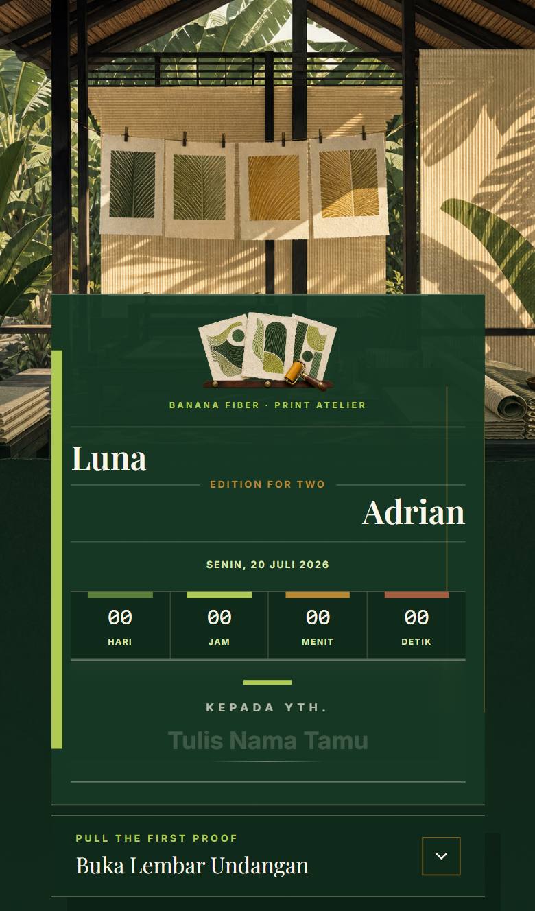 Pratinjau template undangan Tropical Banana Leaf